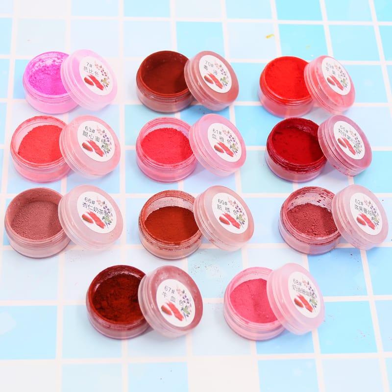 1g Per Bottle Russian Red Color Long Lasting Lip Gloss Pigment Mica Powder Lipstick Powder for Comestic Makeup