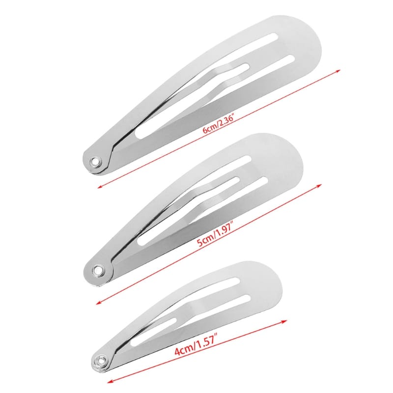 1 Pack 50pcs Silver Tone Snap Hair Clips Craft Bow Headwear Decoration DIY 4/5/6cm Hot