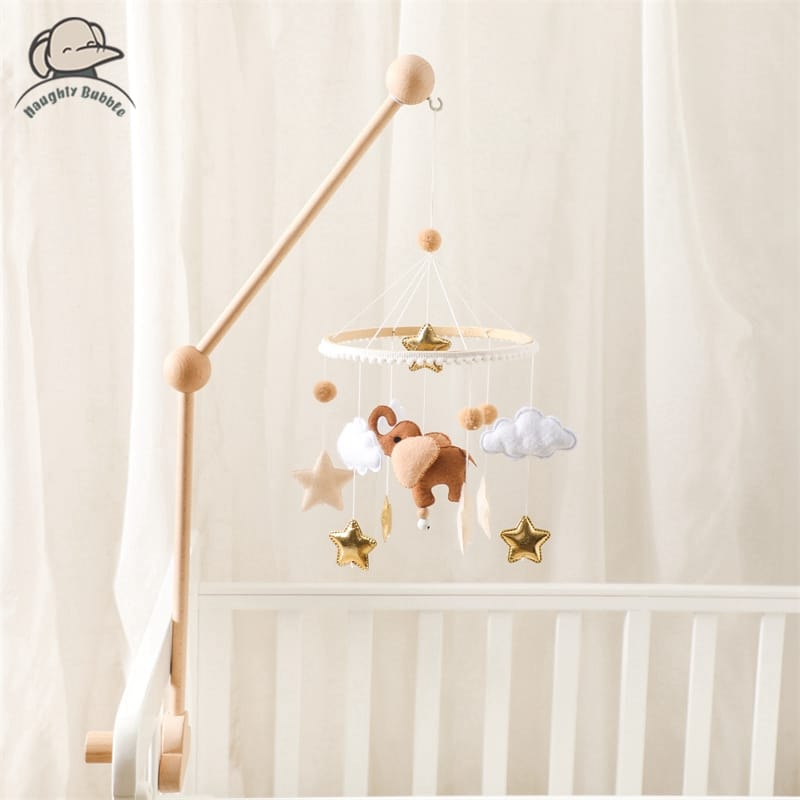 Baby Rattle Toy 0-12 Months Felt Wooden Mobile Newborn Music Box Crochet Bed Bell Hanging Toys Holder Bracket Infant Crib Toy