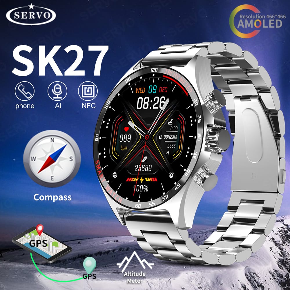 SK27 New Men Bluetooth Call Smart Watch NFC Waterproof Fitness Tracker Heart Rate women Outdoor Compass Sport Waterproof