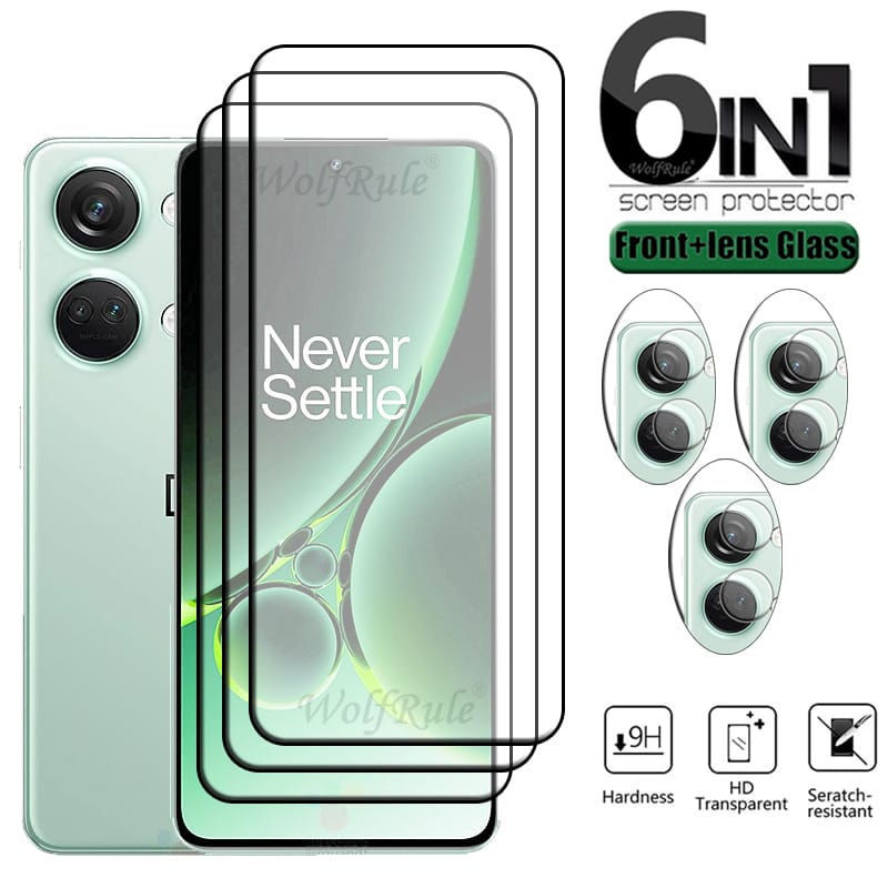 6-in-1 For Oneplus Nord 3 Glass Oneplus Nord 3 Tempered Glass Full Glue 9H Protective Screen Protector Oneplus Nord 3 Lens Film