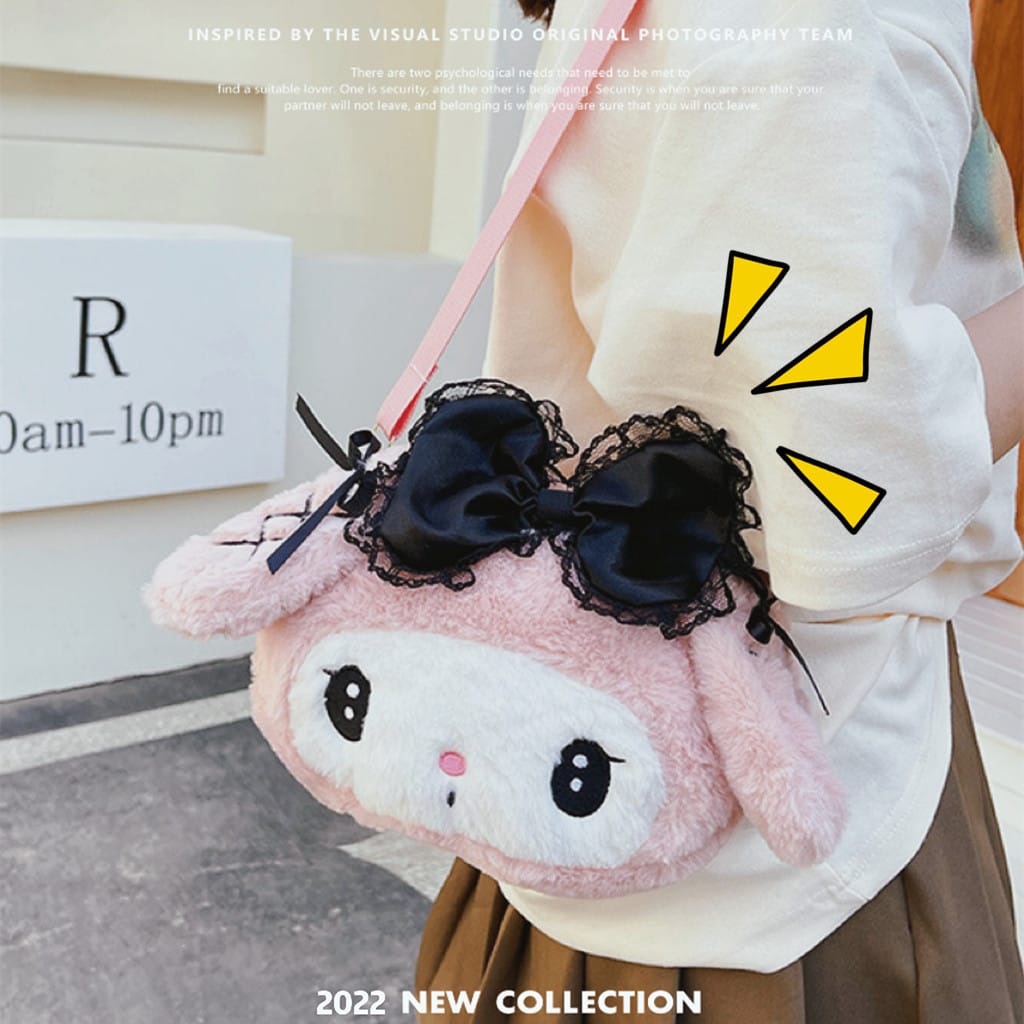 Kawaii Sanrio Plush Backpack Cartoon My Melody Accesorios Cute Kulomi Plush Shoulder Bag Christmas Birthday Gifts for Kids Girls