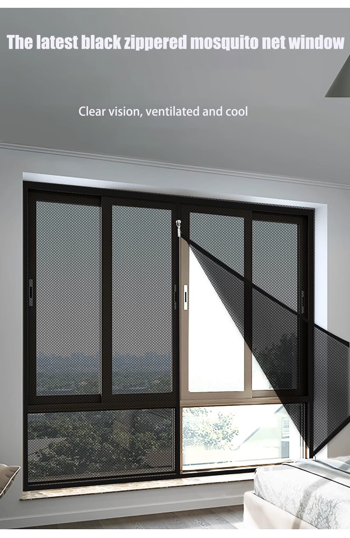 Mosquito proof gauze for windows, sliding curtains for windows, invisible gauze mesh, velcro, non punching, self-adhesive for in
