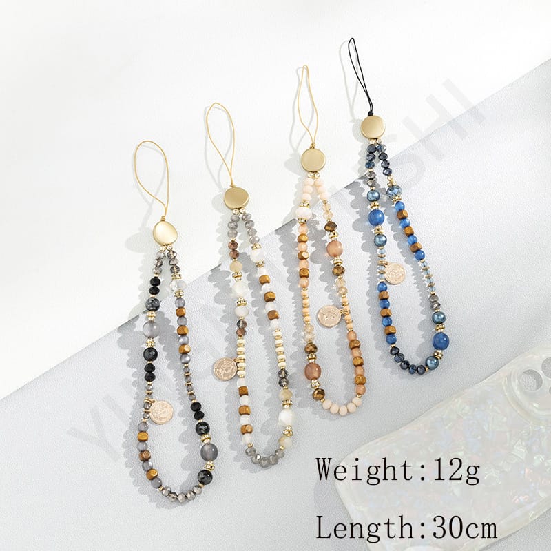 Creative Mobile Phone Chain Simple Natural Stone Crystal Beaded Cellphone Case Lanyard New Jewelry DIY Telephone Accessories