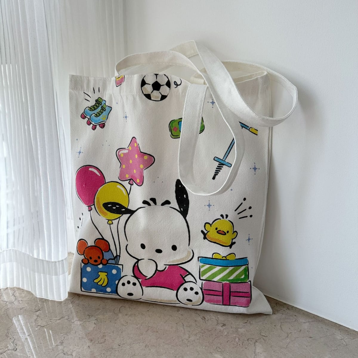 Sanrio Kawaii Surrounding Anime Kuromi My Melody Pochacco Shopping Canvas Bag Cartoon Student Class One Shoulder Handbag Gift