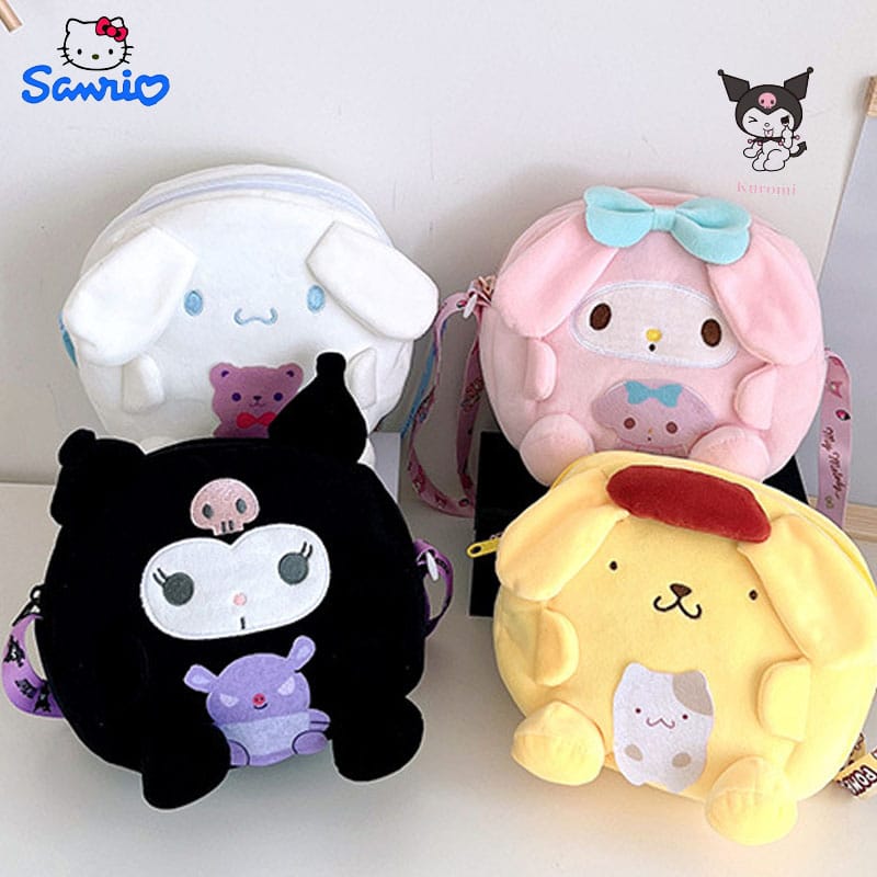 Sanrio Plush Bag Cartoon Stuffed Soft Doll Toy Cute Kuromi My Melody Shoulder Bag Cinnamoroll Bag Decoration Girls Birthday Gift