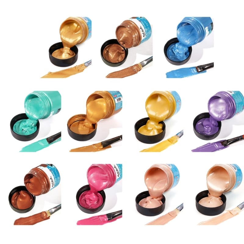 Metallic Acrylic Paint Waterproof Metallic Paints Rich Pigments Acrylic Colors for Artist Painting on Canvas/Rock/Fabric