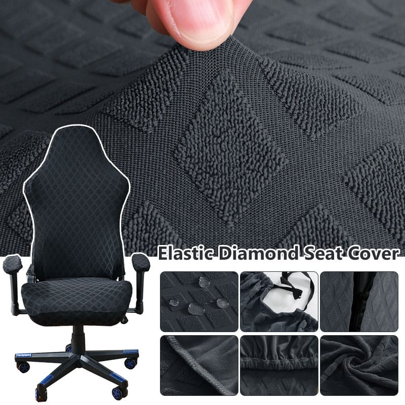Elastic Fleece Jacquard Gaming Chair Cover Stretch Dustproof Seat Protect Cover Rhomboid Solid Color for Home Office
