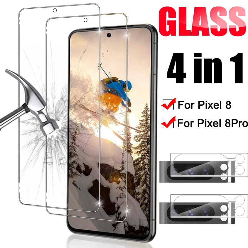 For Google Pixel 8 8 Pro Screen Protector & Camera Lens Tempered Glass Films Premium HD Full Coverage Protective Film for Pixel8