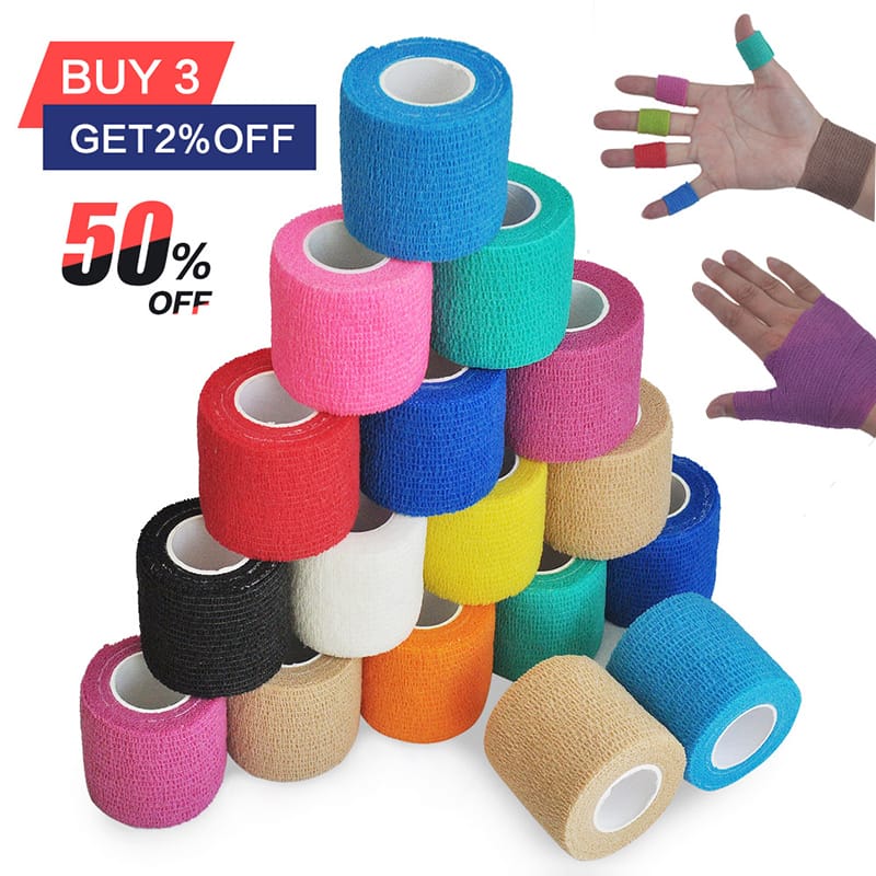 18 Colors Colorful Athletic Wrap Tape Self Adhesive Elastic Bandage Elastoplast Sports Protector Knee Finger Ankle Palm Shoulder