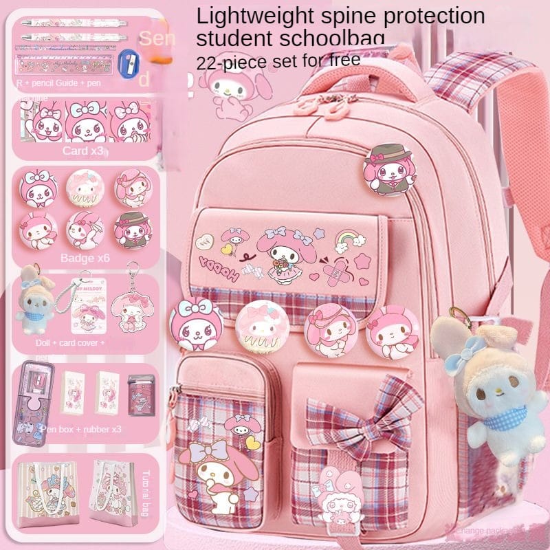 Sanrio My Melody Mochilas Aestethic Bag Escuela Student Campus Backpack Cute Fashion Printing Large Capacity Kawaii Simple Tidy