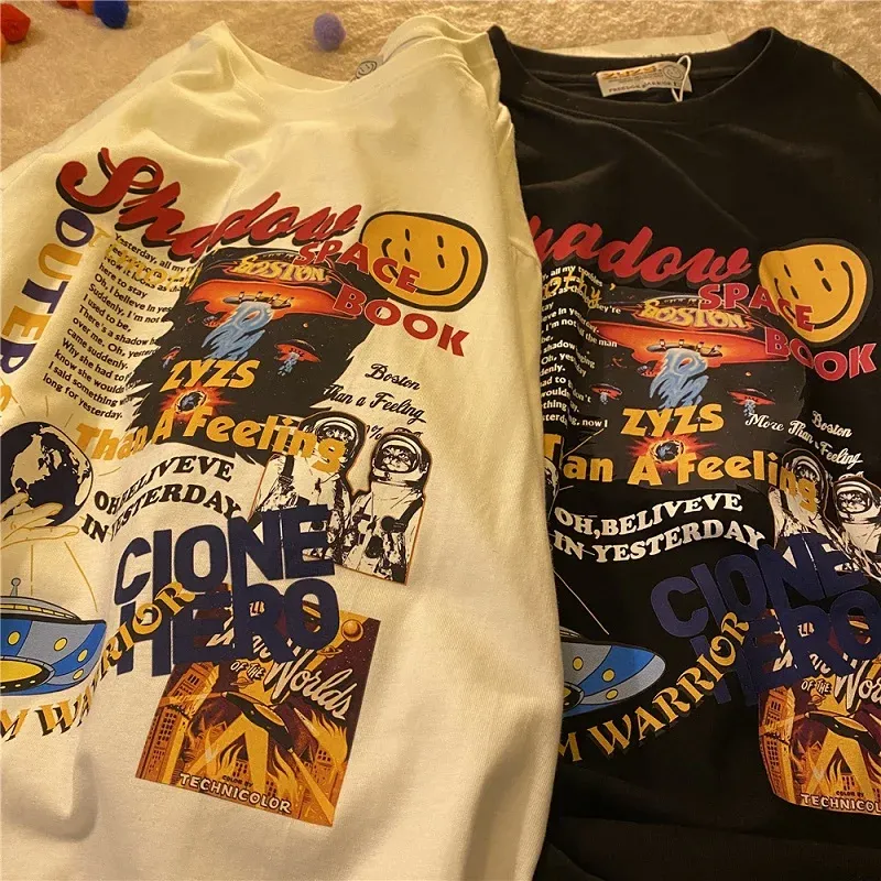 Oversized Women T Shirt Alien Print Short Sleeve Harajuku T-shirt Hip-hop Summer Streetwear Tops Girl T-shirt Y2k Top Women