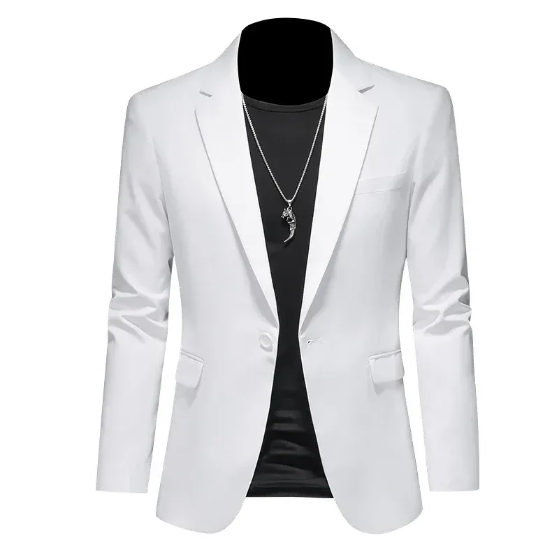 Fashion Men's Business Casual Blazer White Red Green Black Solid Color Slim Fit Jacket Wedding Groom Party Suit Coat M-6XL