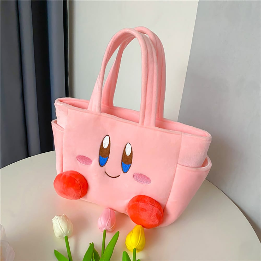 Kawaii Star Kirby Plush Doll Handbag Anime Cute Soft Plushie Hand Carry Lunch Storage Bag Cosmetic Bag Girl Birthday Gift