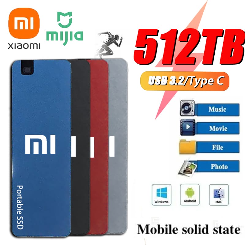 Xiaomi 128TB Original High-speed Portable SSD 256TB External Hard Drive Storage Type-C USB 3.1 Interface For PC Laptops Compute