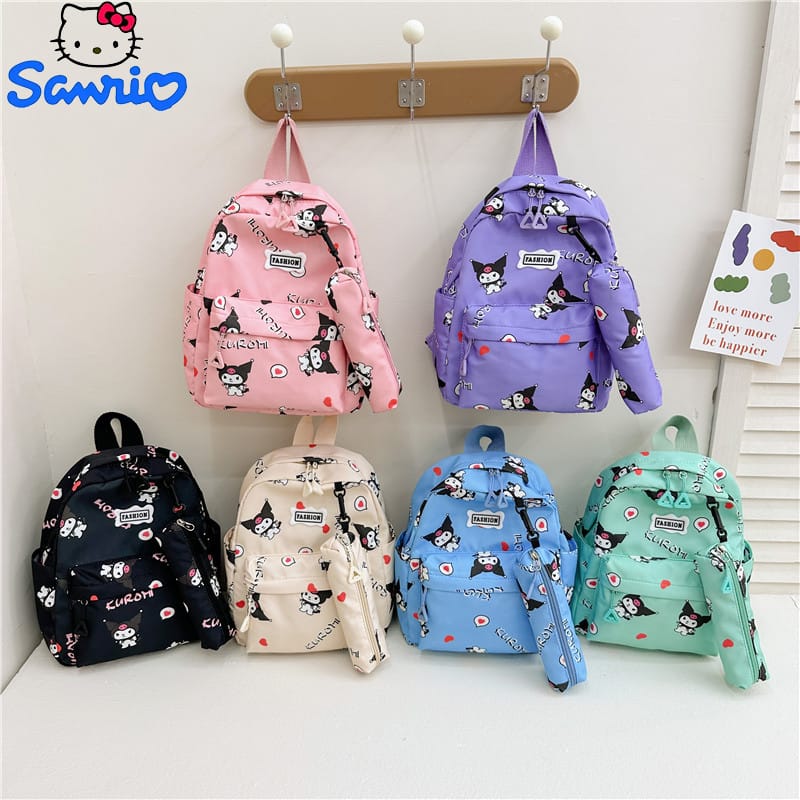 Sanrio Kuromi Schoolbag Kawaii Sanrio Bag Kid Kindergarten High Capacity Anime Printing Backpack Students Supplies Children Gift