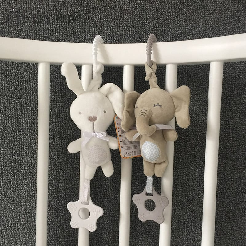 Soft Infant Crib Bed Stroller Mobile Hanging Rattle Toys Baby Rabbit Elephant Cat Toy Trolley 0-12 Newborn Plush Educational