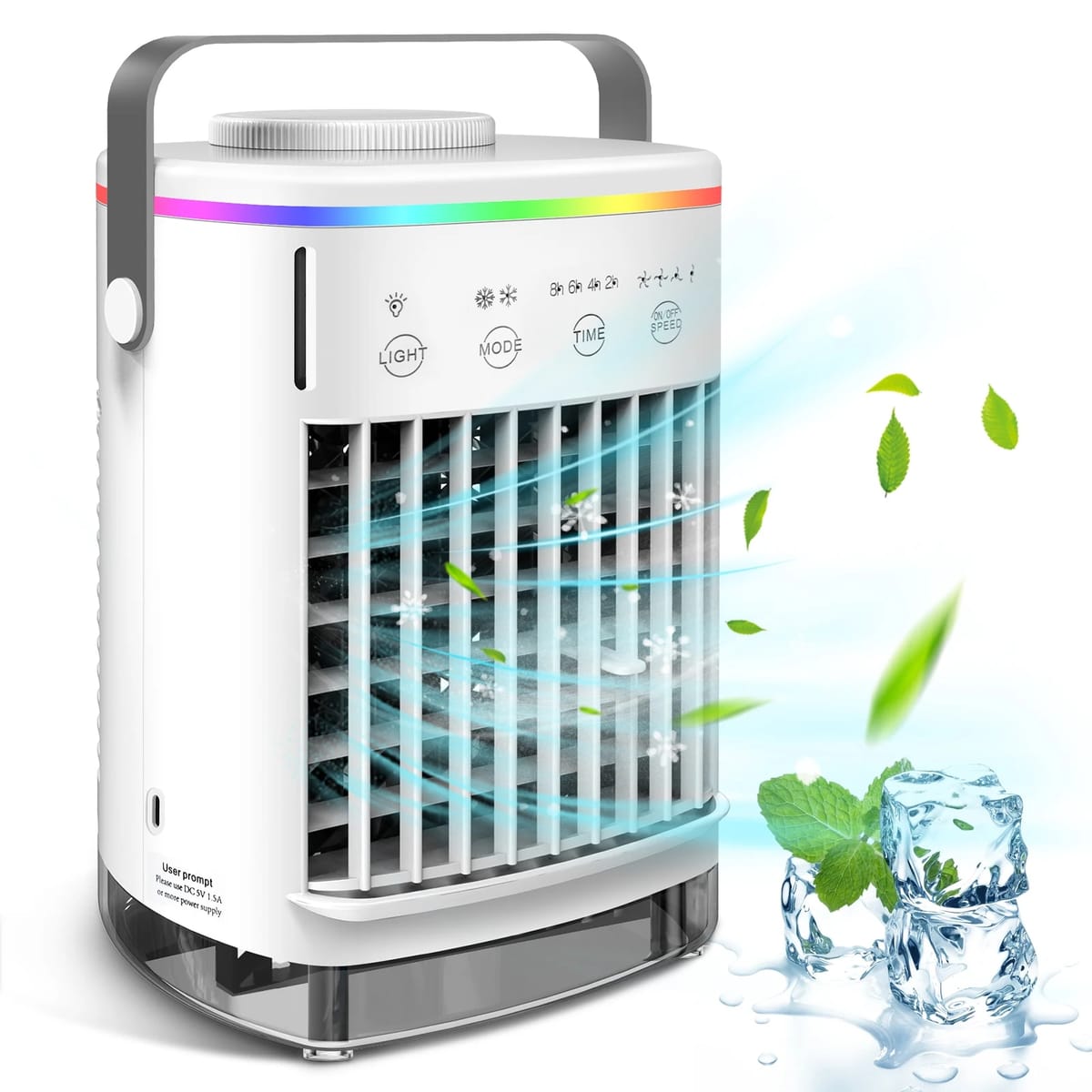 Air Cooler Fan Portable Misting Cooler Fan Mini USB Cooling Desktop Fan 7 Color Lights 4 Speed
