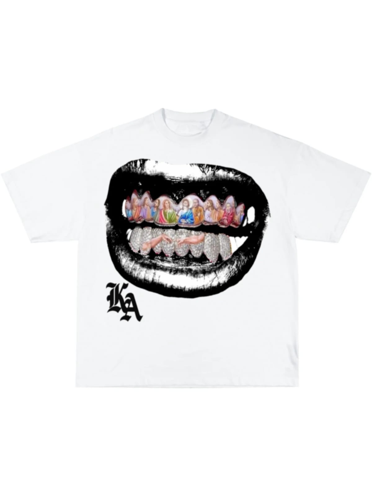 Summer Pure Cotton Oversized Teeth Graphic T Shirts for Men Women Y2k Top Hip Hop Harajuku Fashion Round Neck Pure Short Sleeves