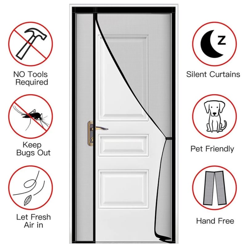 Magnetic Door Screen Custom Size Mosquito Net Curtain Fly Insect Automatic Closing Invisible Mesh For Kitchen indoor living room