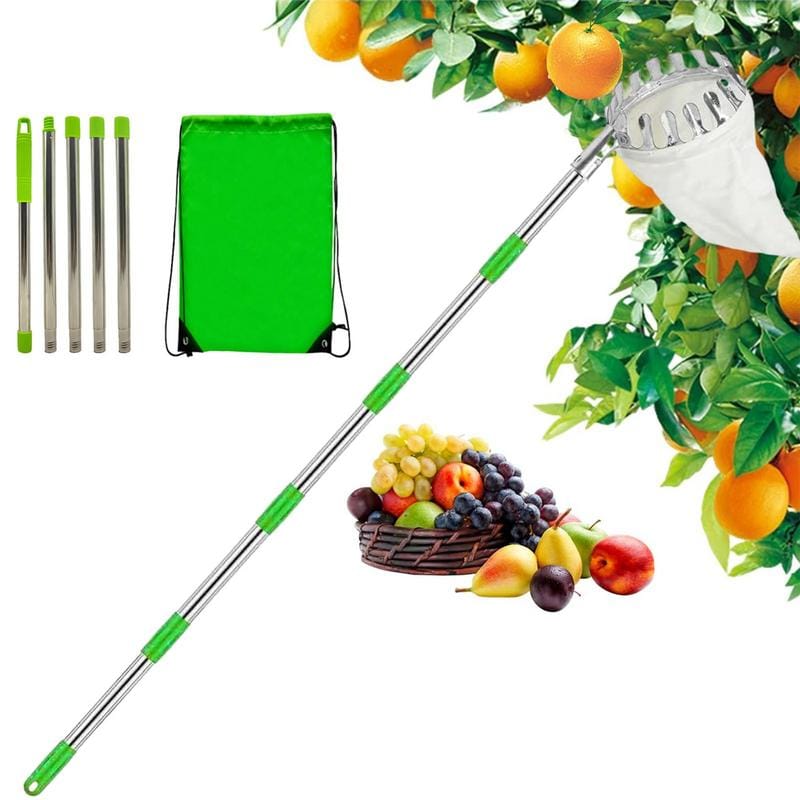 Fruit Picker With Telescopic Pole Metal Fruit Picker Orchard Gardening Apple Peach Picking Tools Garden Fruit Catcher Collection