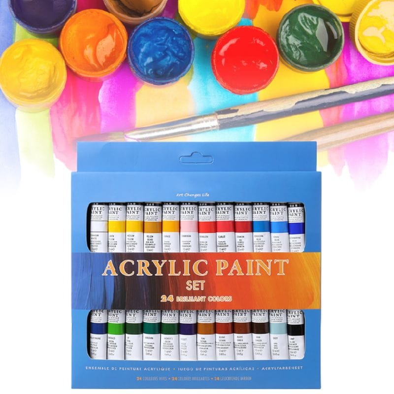 2022 New 24 Colors Acrylic Paints Set 12ml Tubes Drawing Painting Pigment Hand-painted Wa