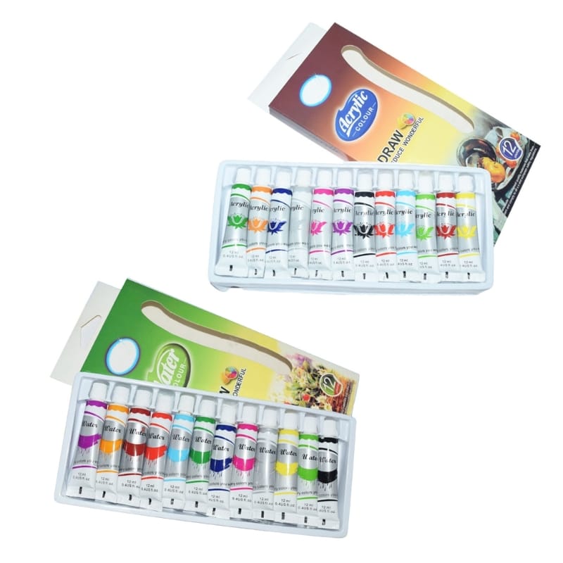 Art Acrylic Paint, 12 Colors Acrylic Paint 12ml Bottle Rich Pigmented Waterproof