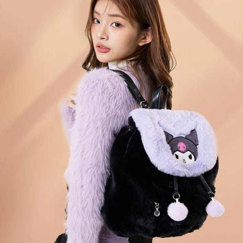 Sanrio Kuromi Backpack Y2K Hello Kitty Plush Schoolbag My Melody Pochacco Bag Student School Bag High Capacity Women's Bag Gift