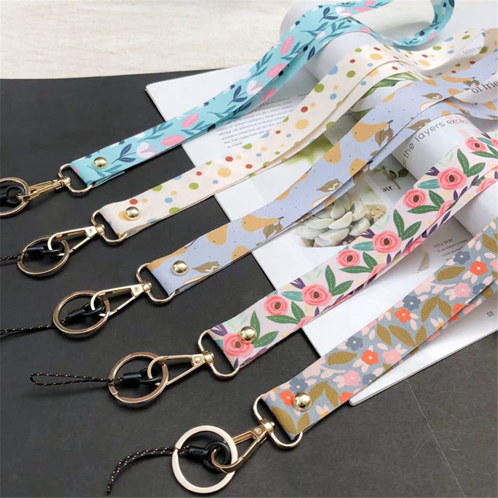 Fashion Cute Flower Neck Strap Keychain Lanyard For Keys Id Card Badge Holder Keycord Diy Hanging Rope Mobile Phone Accessories