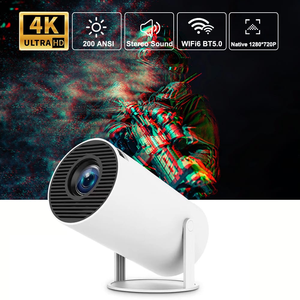 Smart Projector 4K HY300 Portabl 2.69 inch TFT WiFi6 BT5.0 120 ANSI Automatic keystone correction Outdoor Home theater projector