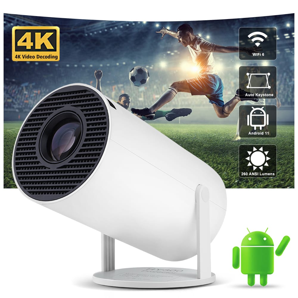 PROGAGA HY300 Mini Projector 4K Android 11 WiFi 260ANSI Allwinner H713 720P Home Theater Outdoor Portable Projetor HY300 PRO