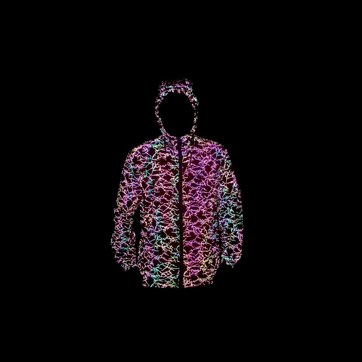 Long Sleeve Unisex Holographic Reflective "Circuit Pattern" Sun Protection Jacket Reflective Rave Outerwear Track Zipper Jacket