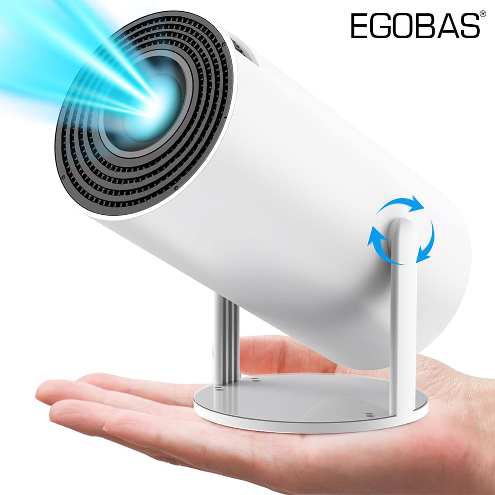 EGOBAS HY300 Plus Portable Projector, 4K Android Home Video Projector with 5G WiFi6 BT5.0 200ANSI 1080P Full HD 180 Degree Flip