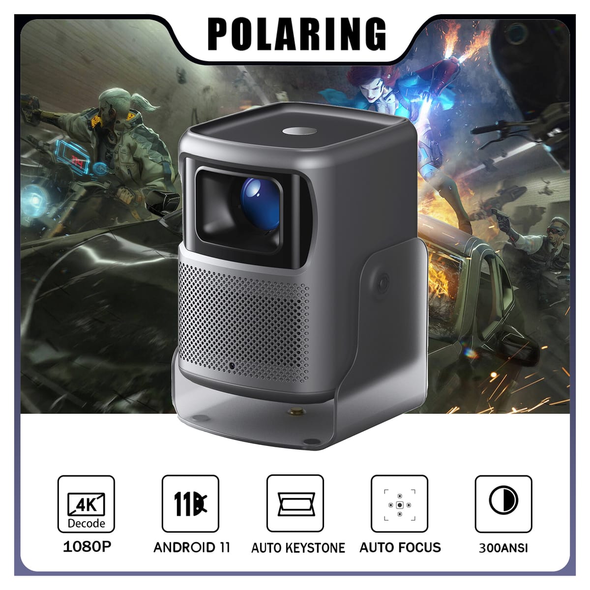 Polaring M3 hy300 upgrade Projector 1080p Projetor 5G Wifi BT 300Ansi Cinema Home Autofocus Autokeystone Proyector 4K  projector