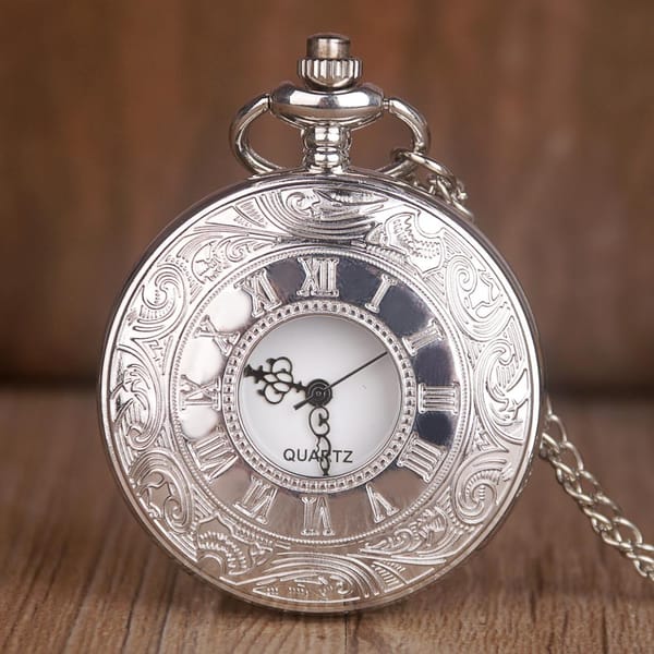 Fashion Silver Hollow Dial Steampunk Quartz Pocket Watch Stainless Steel Pendant Chain Gift for Men Women Friend