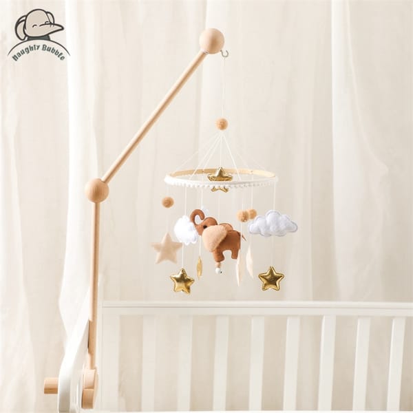 Baby Rattle Toy 0-12 Months Felt Wooden Mobile Newborn Music Box Crochet Bed Bell Hanging Toys Holder Bracket Infant Crib Toy