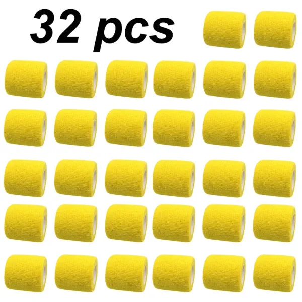 1/6/12/24/32 pcs Yellow Gauze motion Bandage Self-adhesive Breathable Elastic Bandages for Sports Fixing Finger Wrist Leg