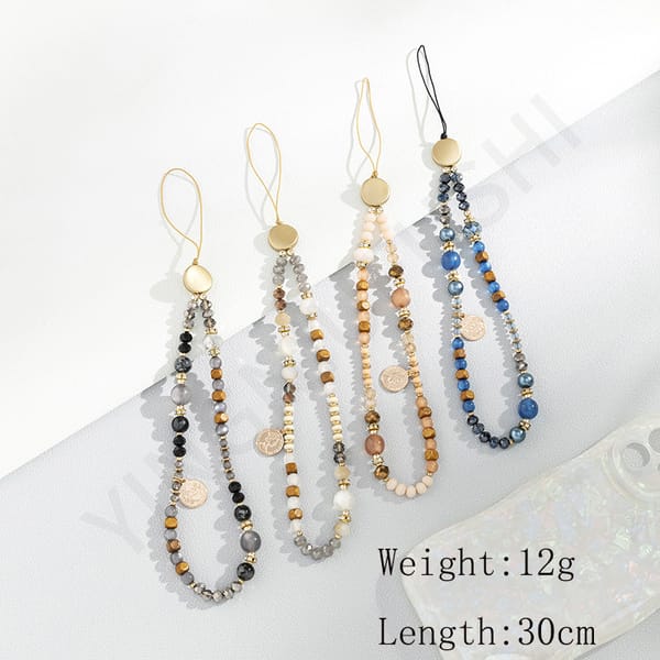 Creative Mobile Phone Chain Simple Natural Stone Crystal Beaded Cellphone Case Lanyard New Jewelry DIY Telephone Accessories