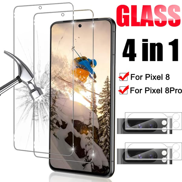 For Google Pixel 8 8 Pro Screen Protector & Camera Lens Tempered Glass Films Premium HD Full Coverage Protective Film for Pixel8