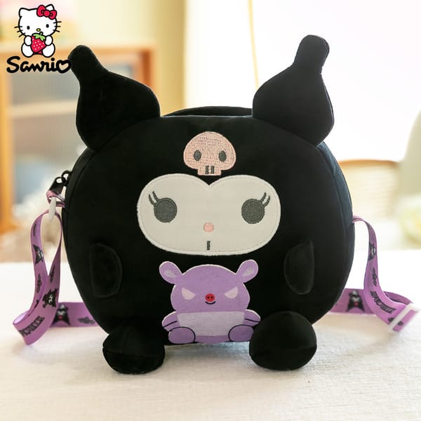Sanrio Backpack Kuromi Bag Plush My Melody Shoulder Bag Cinnamoroll Crossbody Storage Makeup Pouch Girl Handbag Christmas Gift