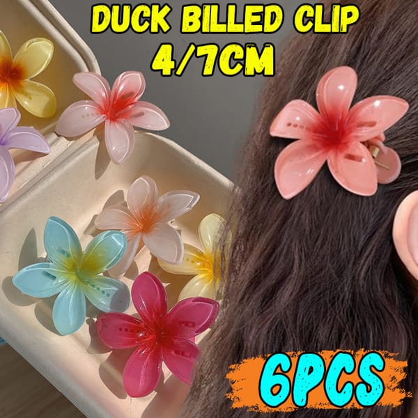 1/6pcs New Beach Vacation Bohemia Style Fashion Egg Flower Hair ClipsDuck billed Clip Hairpin For Women Girls Hair Accessories