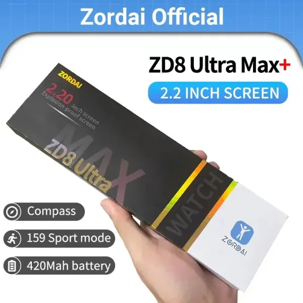 Zordai ZD8 Ultra Max + Smart Watch For Men Women 2.2 inch Screen Bluetooth Call NFC Compass Ai Voice Heart Rate Sport Smartwatch
