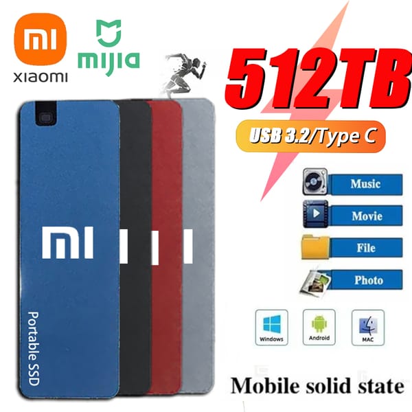 Xiaomi 128TB Original High-speed Portable SSD 256TB External Hard Drive Storage Type-C USB 3.1 Interface For PC Laptops Compute