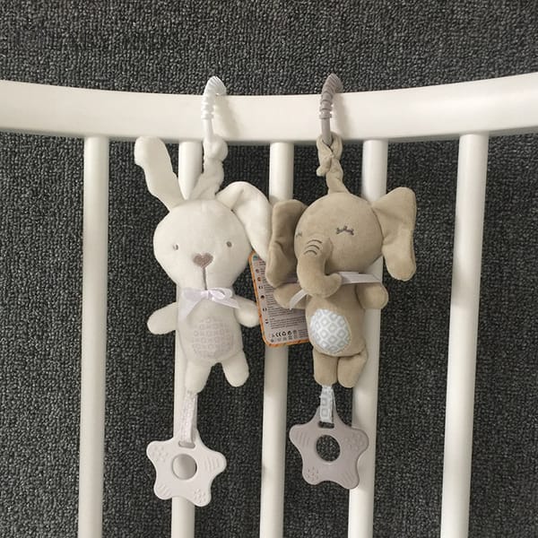 Soft Infant Crib Bed Stroller Mobile Hanging Rattle Toys Baby Rabbit Elephant Cat Toy Trolley 0-12 Newborn Plush Educational