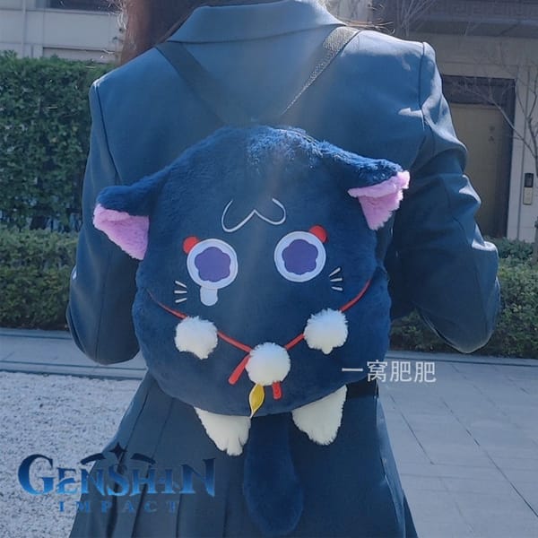 New Genshin Impact Plush Bag Scaramouche Cat Wanderer Cosplay Stuffed Toy Cute Shoulder Bag Dolls Backpacks Birthday Kids Gift