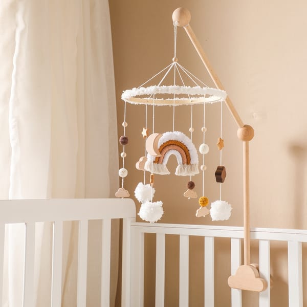 Baby Bed Bell Hanging Toy 0-12 Months Newborn Wooden Mobile Music Box Rattle Toy Crib Holder Bracket Infant Bed Bell Accessories