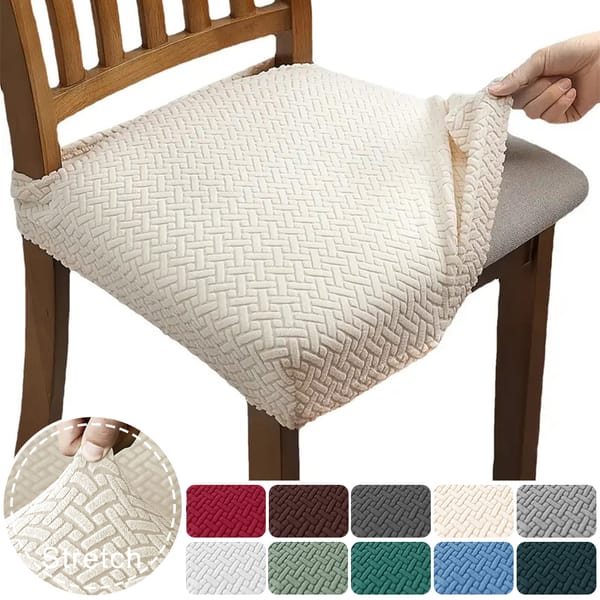 Elastic Solid Colors Chair Seat Covers Jacquard Shell Chair Cover Washable Anti-dust Short Back Chair Cover Armless Wedding Home