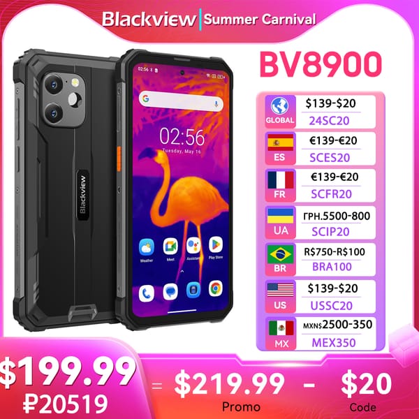 [World Premiere] Blackview BV8900 Rugged Smartphone Android 13 6.5'' Display 16GB 256GB Helio P90 Mobile Phone Thermal Cellphone