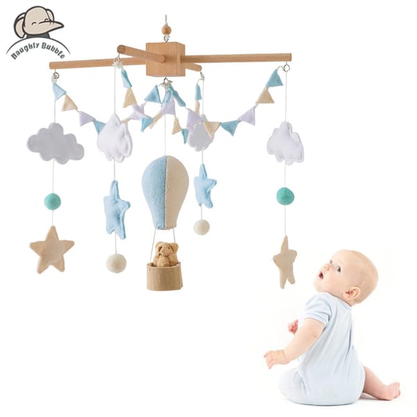 Baby Rattle Toy 0-12 Months Felt Wooden Mobile Newborn Music Box Crochet Bed Bell Hanging Toys Holder Bracket Infant Crib Toy