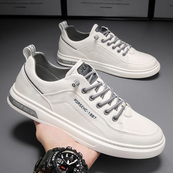 New Men Casual Shoes Fashion Driving Walking Tennis Shoes for Male Breathable White Sneakers Outdoor Wild High End Leather Shoes